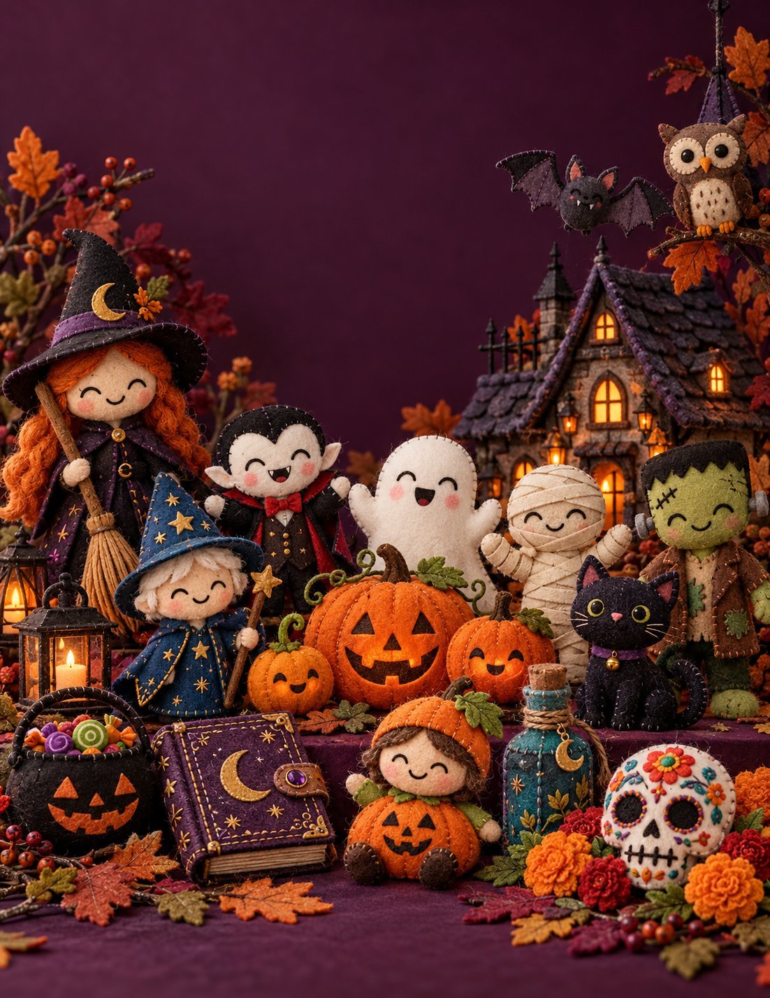 Halloween felt dolls